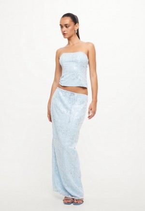 Light Blue Lioness Shes All That Maxi Skirt | Ireland-OHGCR5038