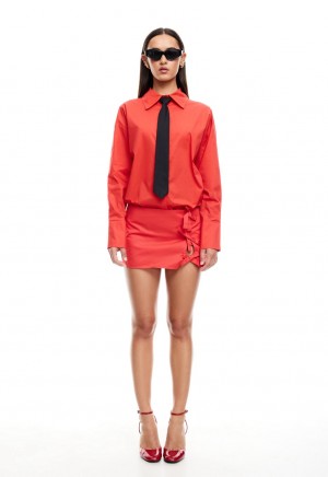 Red Lioness Valentino Tie Shirt | Ireland-GLXVB8513