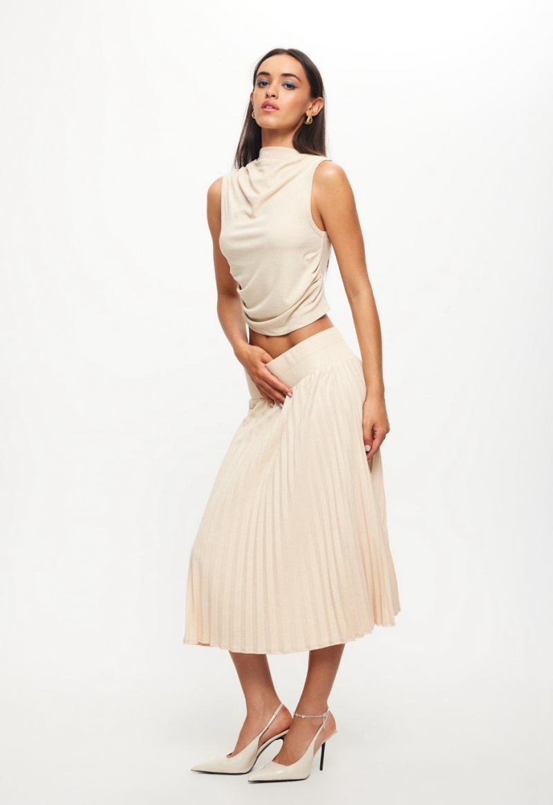 Beige Lioness Sydney Pleat Skirt | Ireland-ASTCR8674