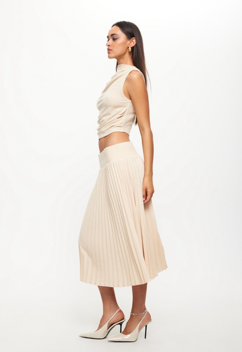 Beige Lioness Sydney Pleat Skirt | Ireland-ASTCR8674