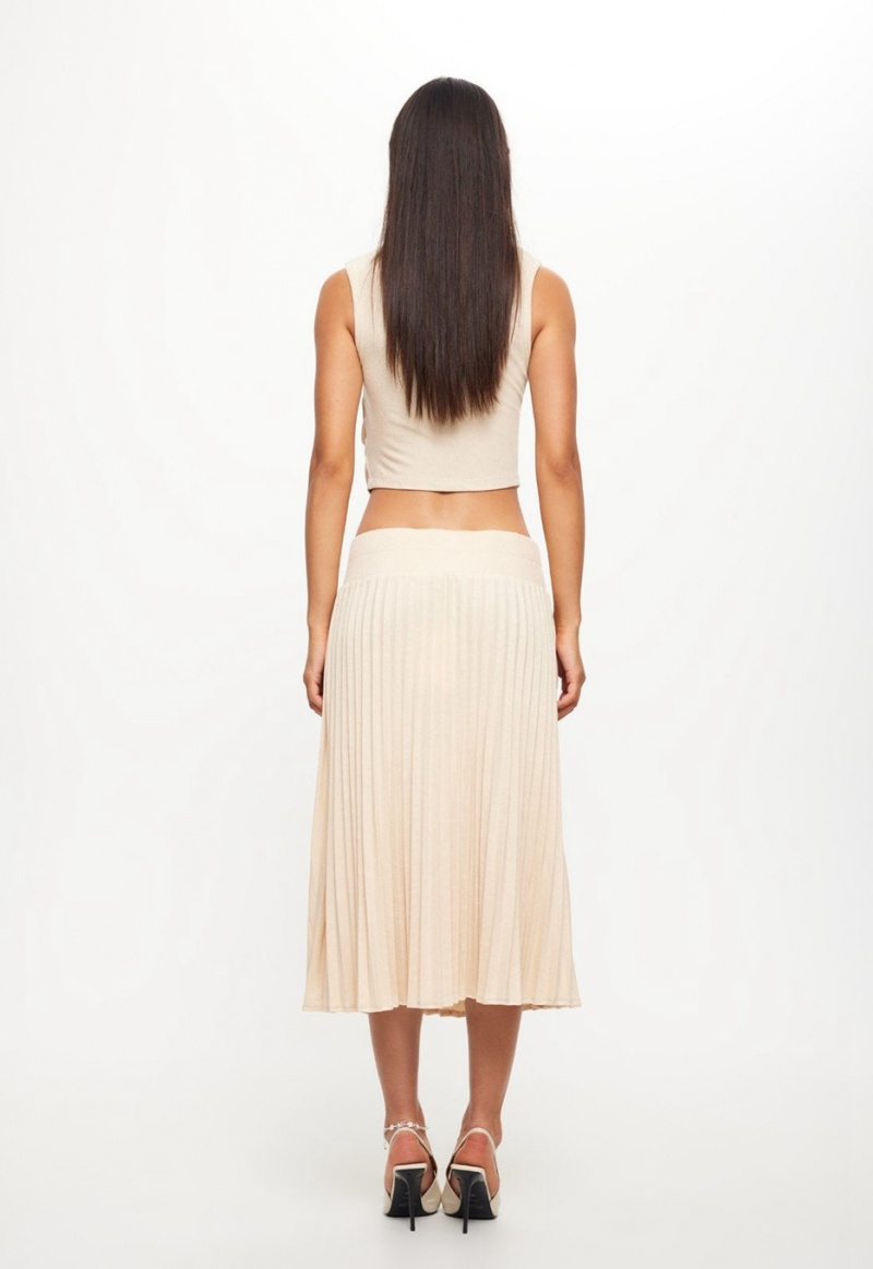 Beige Lioness Sydney Pleat Skirt | Ireland-ASTCR8674