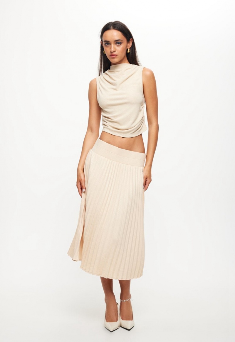 Beige Lioness Sydney Pleat Skirt | Ireland-ASTCR8674