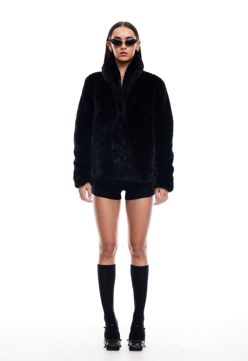 Black Lioness Bada Bing Faux Fur Coat | Ireland-EGFVP5248