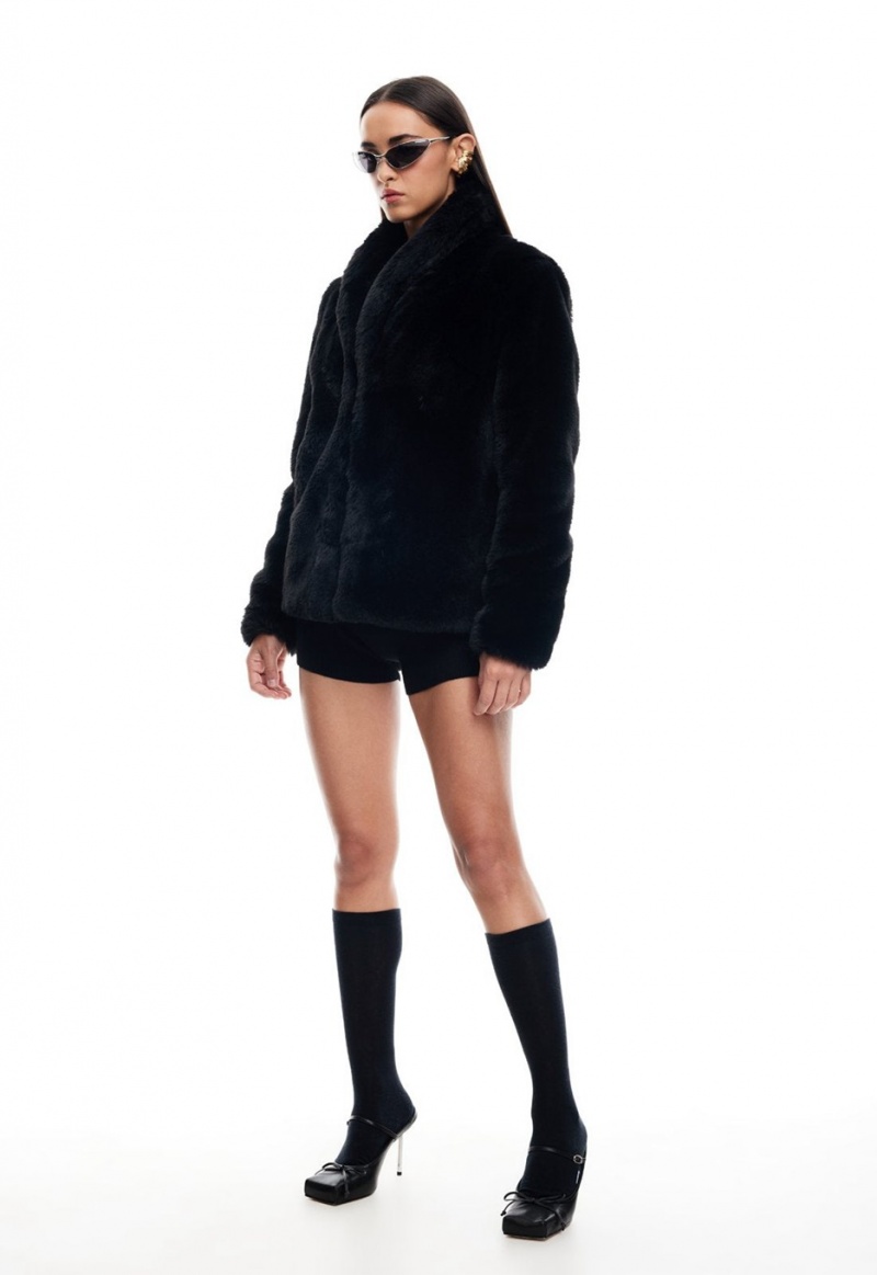 Black Lioness Bada Bing Faux Fur Coat | Ireland-EGFVP5248