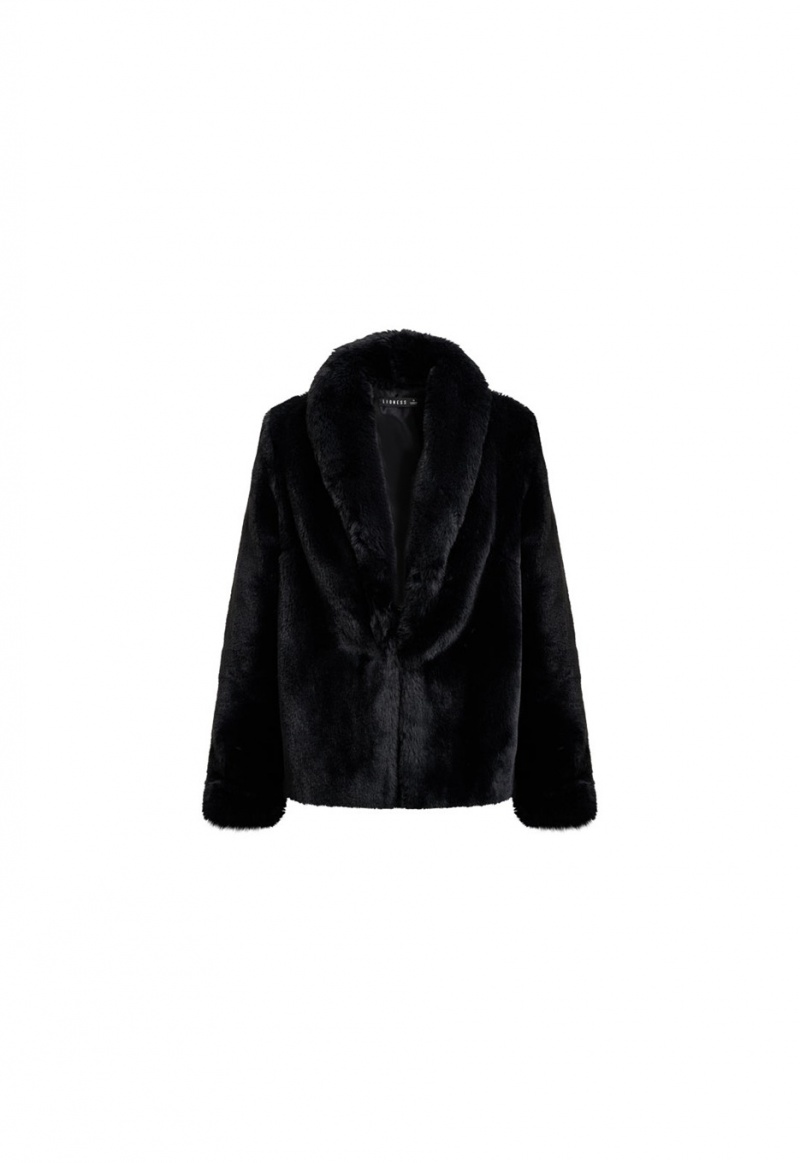 Black Lioness Bada Bing Faux Fur Coat | Ireland-EGFVP5248