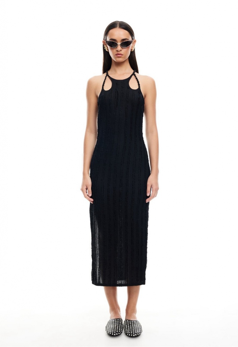 Black Lioness Double Strap Midi Dress | Ireland-IZRAL5183