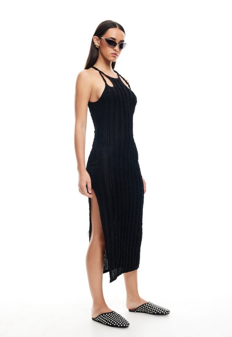 Black Lioness Double Strap Midi Dress | Ireland-IZRAL5183