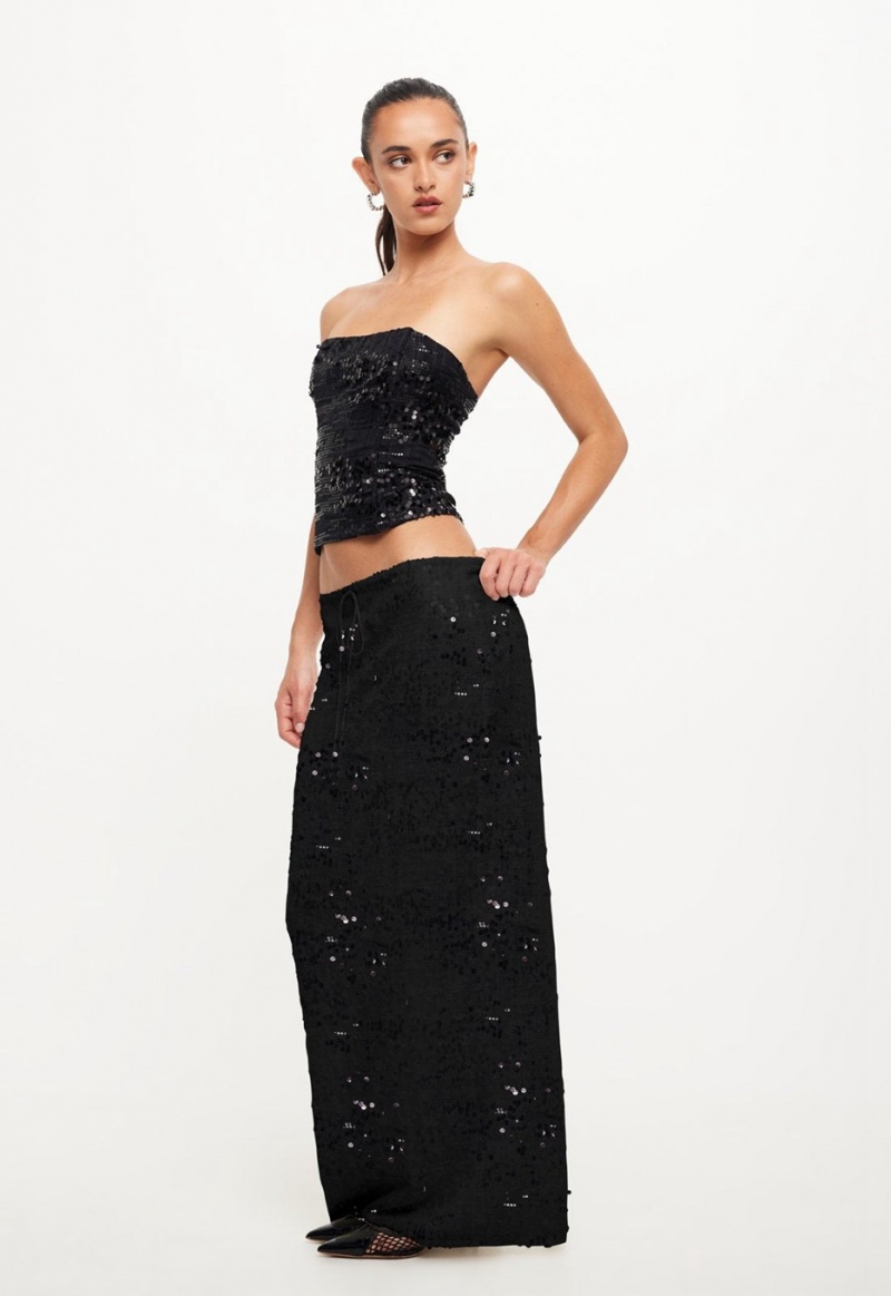 Black Lioness Shes All That Maxi Skirt | Ireland-ISUEY4981