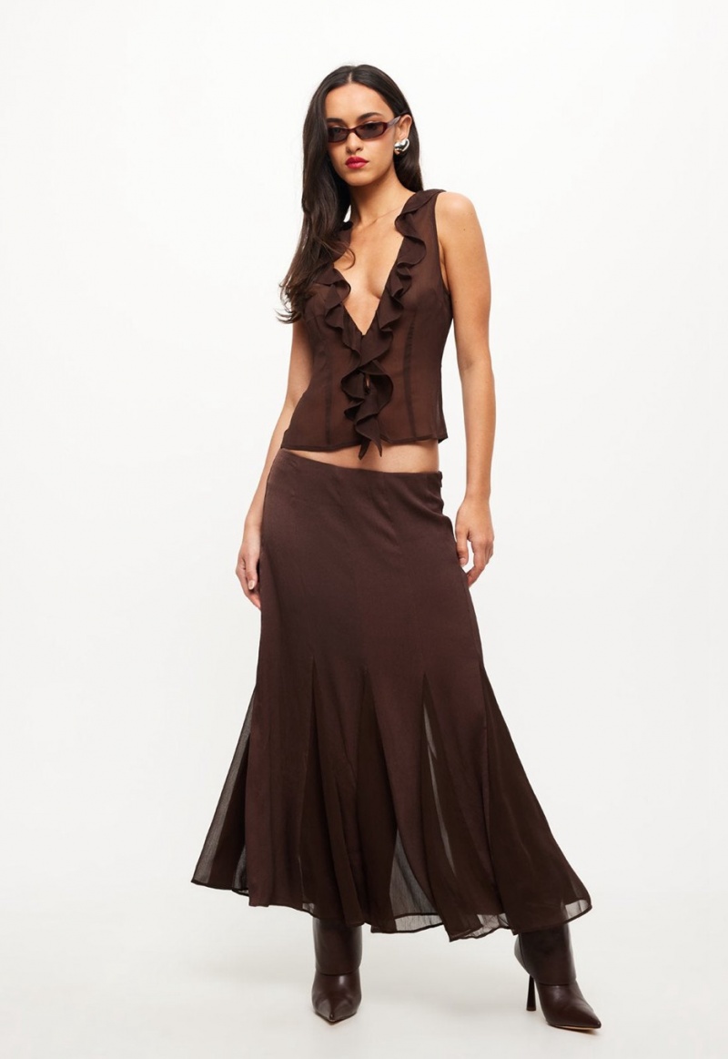 Chocolate Lioness Rose Maxi Skirt | Ireland-AYURI5396