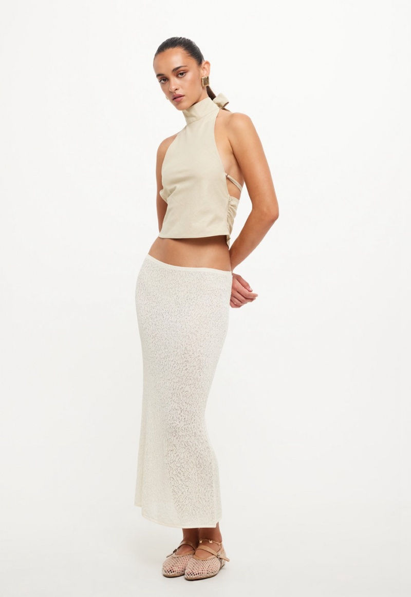 Cream Lioness Pure Midi Skirt | Ireland-EZNYS8450