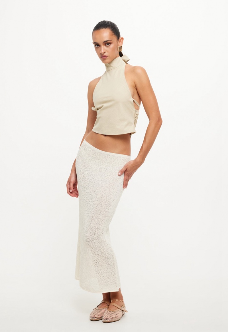 Cream Lioness Pure Midi Skirt | Ireland-EZNYS8450