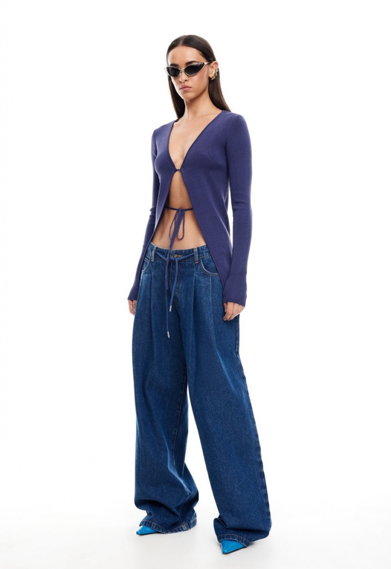 Dark Blue Lioness Slouched Tie Up Jeans | Ireland-KBDXY4520