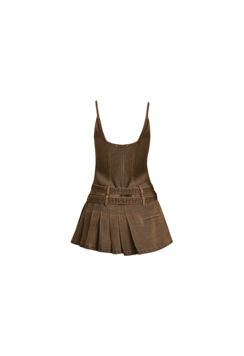 Dark Brown Lioness Biker Mini Dress | Ireland-BESFG6810