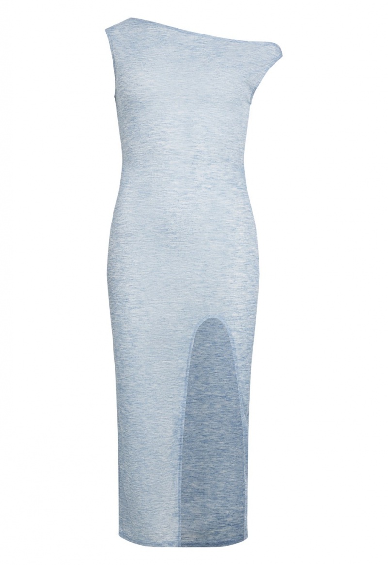 Light Blue Lioness Contour Off Shoulder Midi Dress | Ireland-QFBUX3712