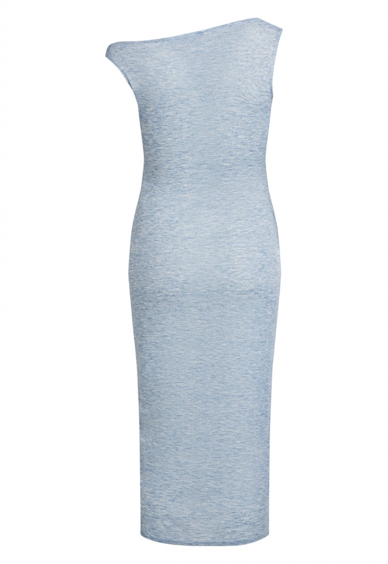 Light Blue Lioness Contour Off Shoulder Midi Dress | Ireland-QFBUX3712